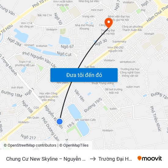 Chung Cư New Skyline – Nguyễn Khuyến (Hà Đông) to Trường Đại Học Hà Nội map
