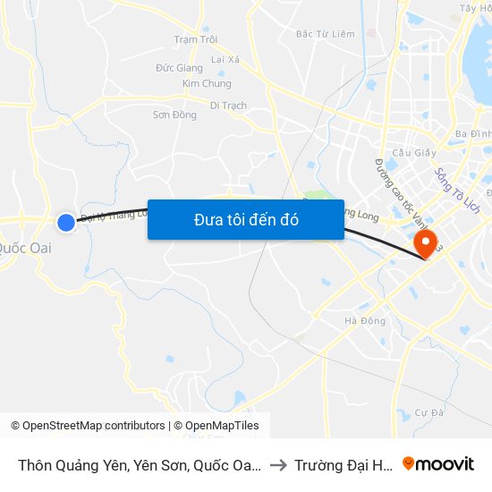 Thôn Quảng Yên, Yên Sơn, Quốc Oai - Đại Lộ Thăng Long to Trường Đại Học Hà Nội map