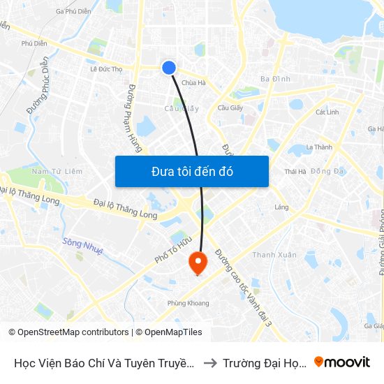 Học Viện Báo Chí Và Tuyên Truyền - 36 Xuân Thủy to Trường Đại Học Hà Nội map