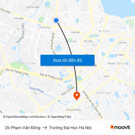 2b Phạm Văn Đồng to Trường Đại Học Hà Nội map