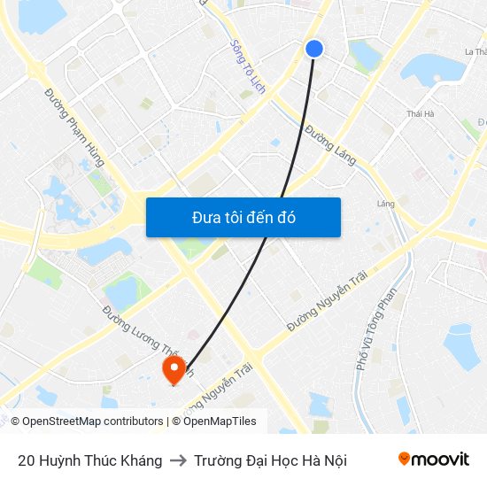 20 Huỳnh Thúc Kháng to Trường Đại Học Hà Nội map