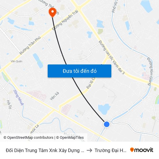 Đối Diện Trung Tâm Xnk Xây Dựng Vimeco - Kim Giang to Trường Đại Học Hà Nội map