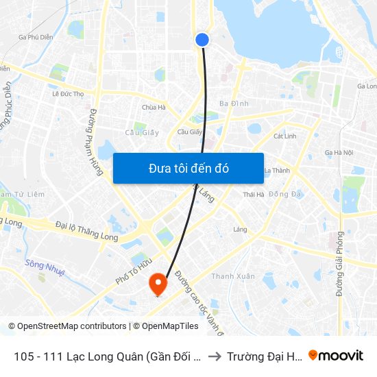 105 - 111 Lạc Long Quân (Gần Đối Diện Ngã 3 Thụy Khuê) to Trường Đại Học Hà Nội map