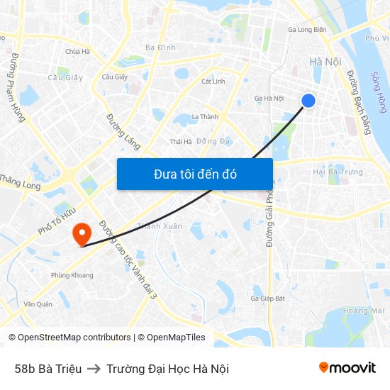 58b Bà Triệu to Trường Đại Học Hà Nội map