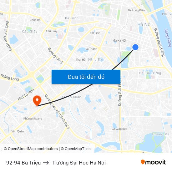 92-94 Bà Triệu to Trường Đại Học Hà Nội map