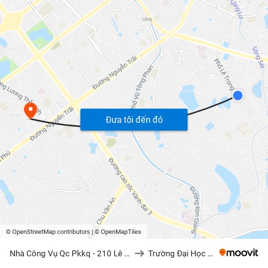 Nhà Công Vụ Qc Pkkq - 210 Lê Trọng Tấn to Trường Đại Học Hà Nội map