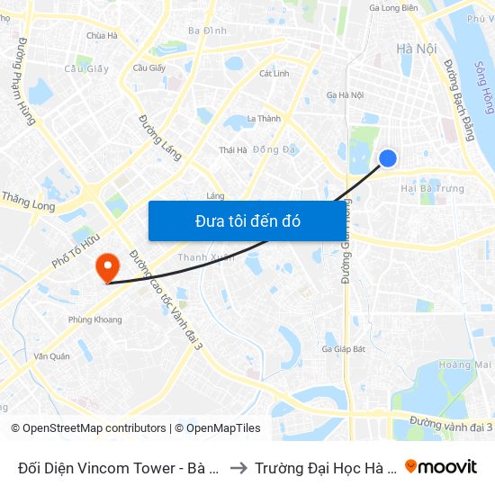 Đối Diện Vincom Tower - Bà Triệu to Trường Đại Học Hà Nội map