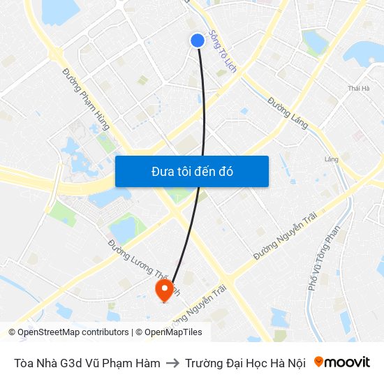 Tòa Nhà G3d Vũ Phạm Hàm to Trường Đại Học Hà Nội map