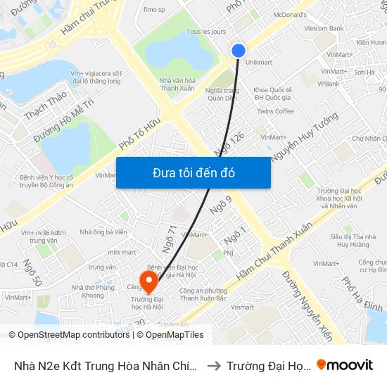 Nhà N2e Kđt Trung Hòa Nhân Chính - Lê Văn Lương to Trường Đại Học Hà Nội map