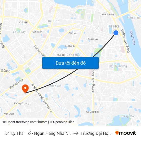 51 Lý Thái Tổ - Ngân Hàng Nhà Nước Việt Nam to Trường Đại Học Hà Nội map