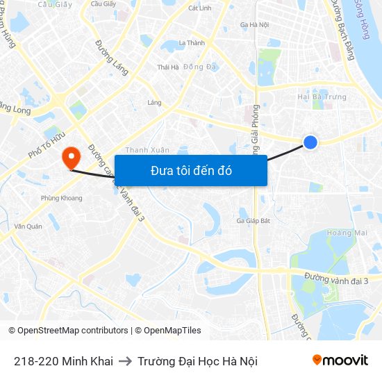 218-220 Minh Khai to Trường Đại Học Hà Nội map