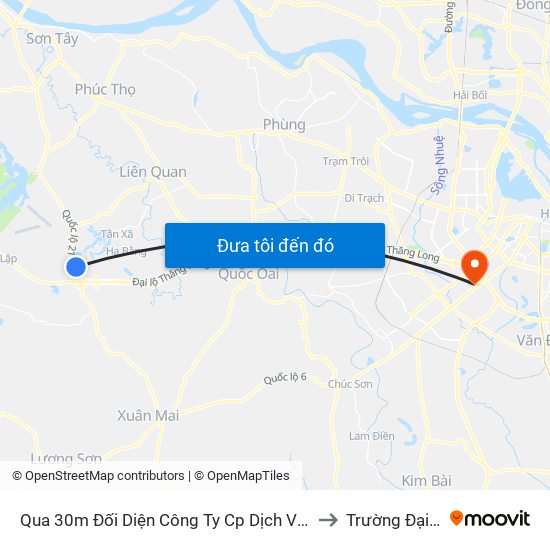 Qua 30m Đối Diện Công Ty Cp Dịch Vụ Bảo Vệ Kcn Cao Hòa Lạc - Ql21 to Trường Đại Học Hà Nội map