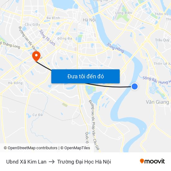 Ubnd Xã Kim Lan to Trường Đại Học Hà Nội map