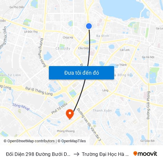 Đối Diện 298 Đường Bưởi Dưới to Trường Đại Học Hà Nội map