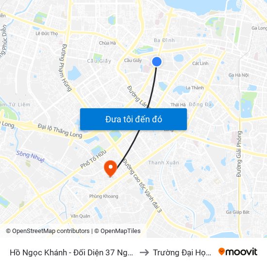 Hồ Ngọc Khánh - Đối Diện 37 Nguyễn Chí Thanh to Trường Đại Học Hà Nội map