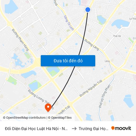 Đối Diện Đại Học Luật Hà Nội - Nguyễn Chí Thanh to Trường Đại Học Hà Nội map