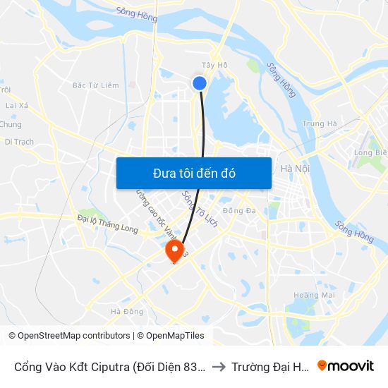 Cổng Vào Kđt Ciputra (Đối Diện 83 Nguyễn Hoàng Tôn) to Trường Đại Học Hà Nội map