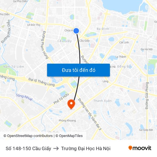 Số 148-150 Cầu Giấy to Trường Đại Học Hà Nội map