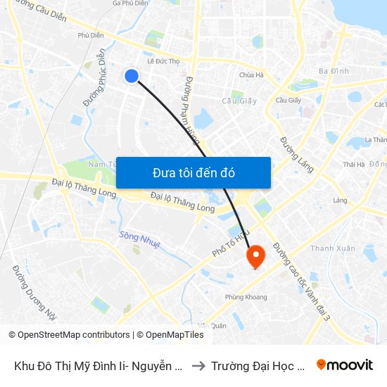 Khu Đô Thị Mỹ Đình Ii- Nguyễn Cơ Thạch to Trường Đại Học Hà Nội map