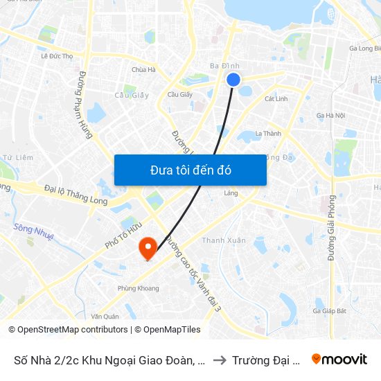 Số Nhà 2/2c Khu Ngoại Giao Đoàn, Phố Kim Mã Đường Dưới to Trường Đại Học Hà Nội map