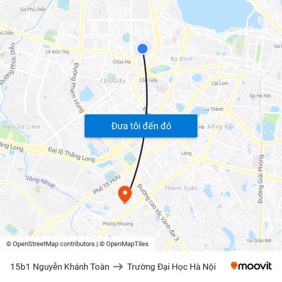 15b1 Nguyễn Khánh Toàn to Trường Đại Học Hà Nội map