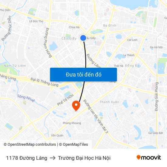 1178 Đường Láng to Trường Đại Học Hà Nội map