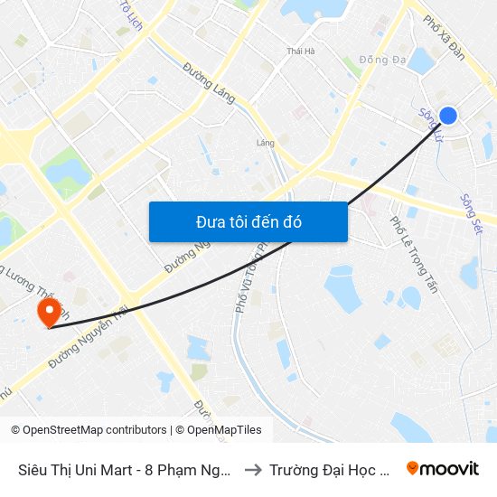 Siêu Thị Uni Mart - 8 Phạm Ngọc Thạch to Trường Đại Học Hà Nội map