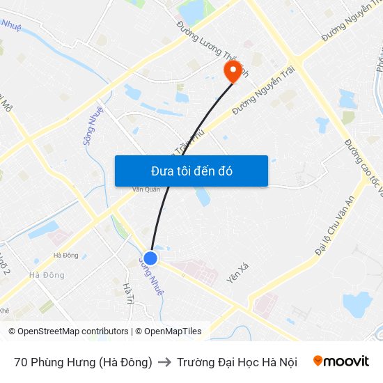 70 Phùng Hưng (Hà Đông) to Trường Đại Học Hà Nội map