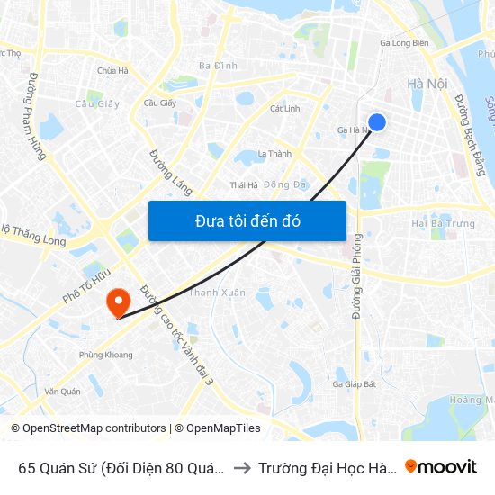 65 Quán Sứ (Đối Diện 80 Quán Sứ) to Trường Đại Học Hà Nội map