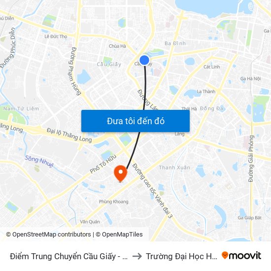 Điểm Trung Chuyển Cầu Giấy - Gtvt 02 to Trường Đại Học Hà Nội map