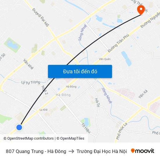 807 Quang Trung - Hà Đông to Trường Đại Học Hà Nội map