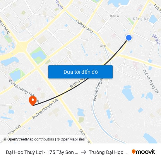 Đại Học Thuỷ Lợi - 175 Tây Sơn (Cột Sau) to Trường Đại Học Hà Nội map
