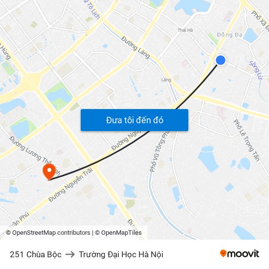 251 Chùa Bộc to Trường Đại Học Hà Nội map