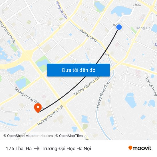 176 Thái Hà to Trường Đại Học Hà Nội map
