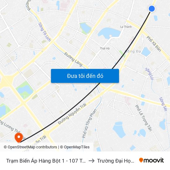 Trạm Biến Áp Hàng Bột 1 - 107 Tôn Đức Thắng to Trường Đại Học Hà Nội map