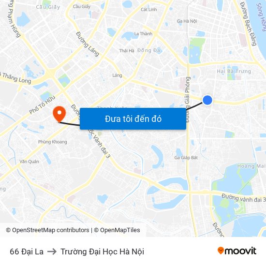 66 Đại La to Trường Đại Học Hà Nội map