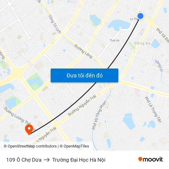 109 Ô Chợ Dừa to Trường Đại Học Hà Nội map