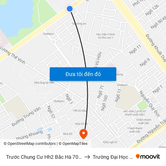 Trước Chung Cư Hh2 Bắc Hà 70m - Tố Hữu to Trường Đại Học Hà Nội map