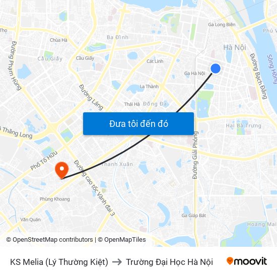 KS Melia (Lý Thường Kiệt) to Trường Đại Học Hà Nội map