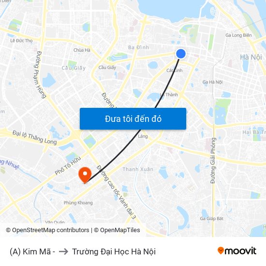 (A) Kim Mã - to Trường Đại Học Hà Nội map