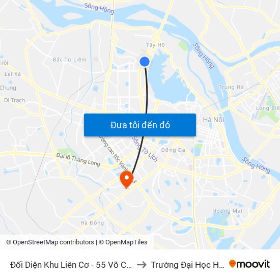 Đối Diện Khu Liên Cơ - 55 Võ Chí Công to Trường Đại Học Hà Nội map