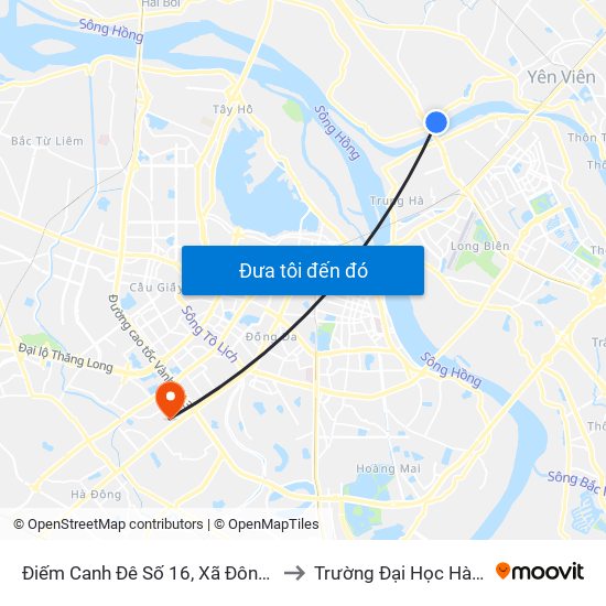 Điếm Canh Đê Số 16, Xã Đông Hội to Trường Đại Học Hà Nội map