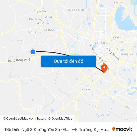 Đối Diện Ngã 3 Đường Yên Sở - Đê Song Phương to Trường Đại Học Hà Nội map