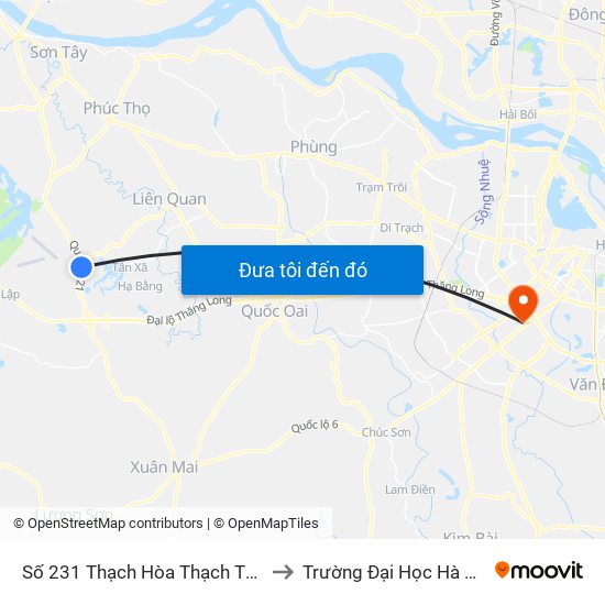 Số 231 Thạch Hòa Thạch Thất to Trường Đại Học Hà Nội map