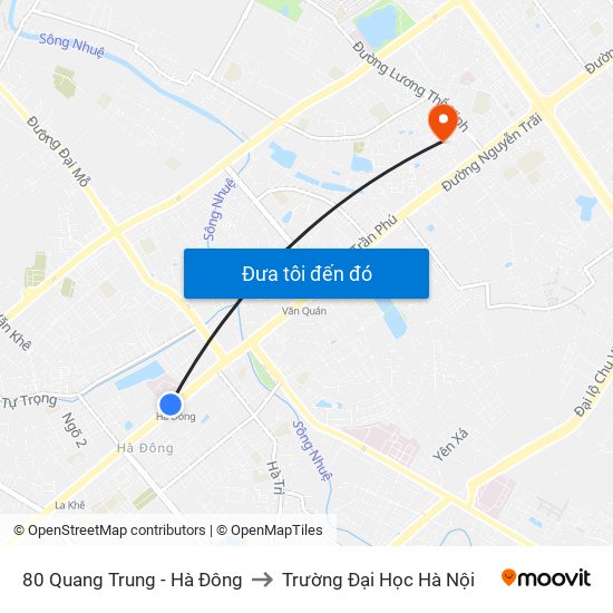 80 Quang Trung - Hà Đông to Trường Đại Học Hà Nội map