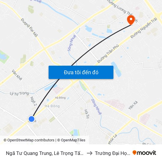 Ngã Tư Quang Trung, Lê Trọng Tấn - Nhà Ga  La Khê to Trường Đại Học Hà Nội map