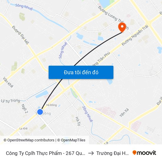 Công Ty Cplh Thực Phẩm - 267 Quang Trung - Hà Đông to Trường Đại Học Hà Nội map