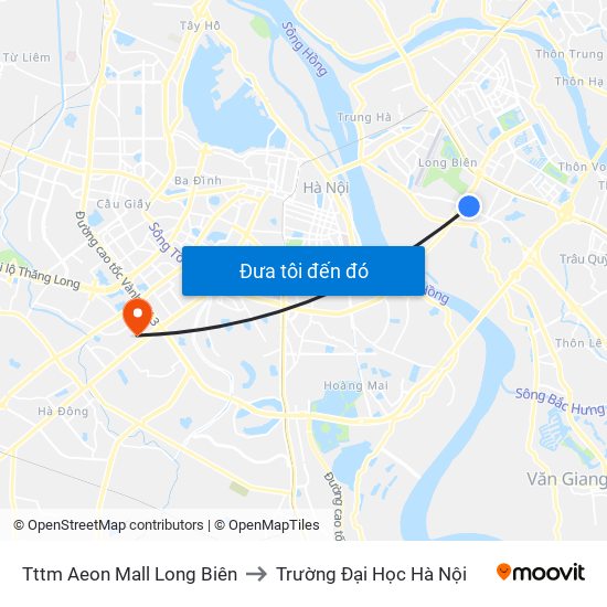Tttm Aeon Mall Long Biên to Trường Đại Học Hà Nội map