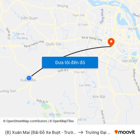 (B) Xuân Mai (Bãi Đỗ Xe Buýt - Trường Đại Học Lâm Nghiệp) to Trường Đại Học Hà Nội map