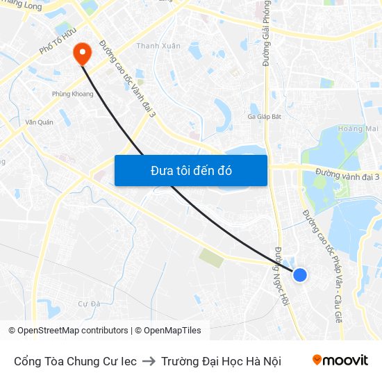 Cổng Tòa Chung Cư Iec to Trường Đại Học Hà Nội map